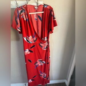 A New Day Beautiful Red Wrap Dress Size L